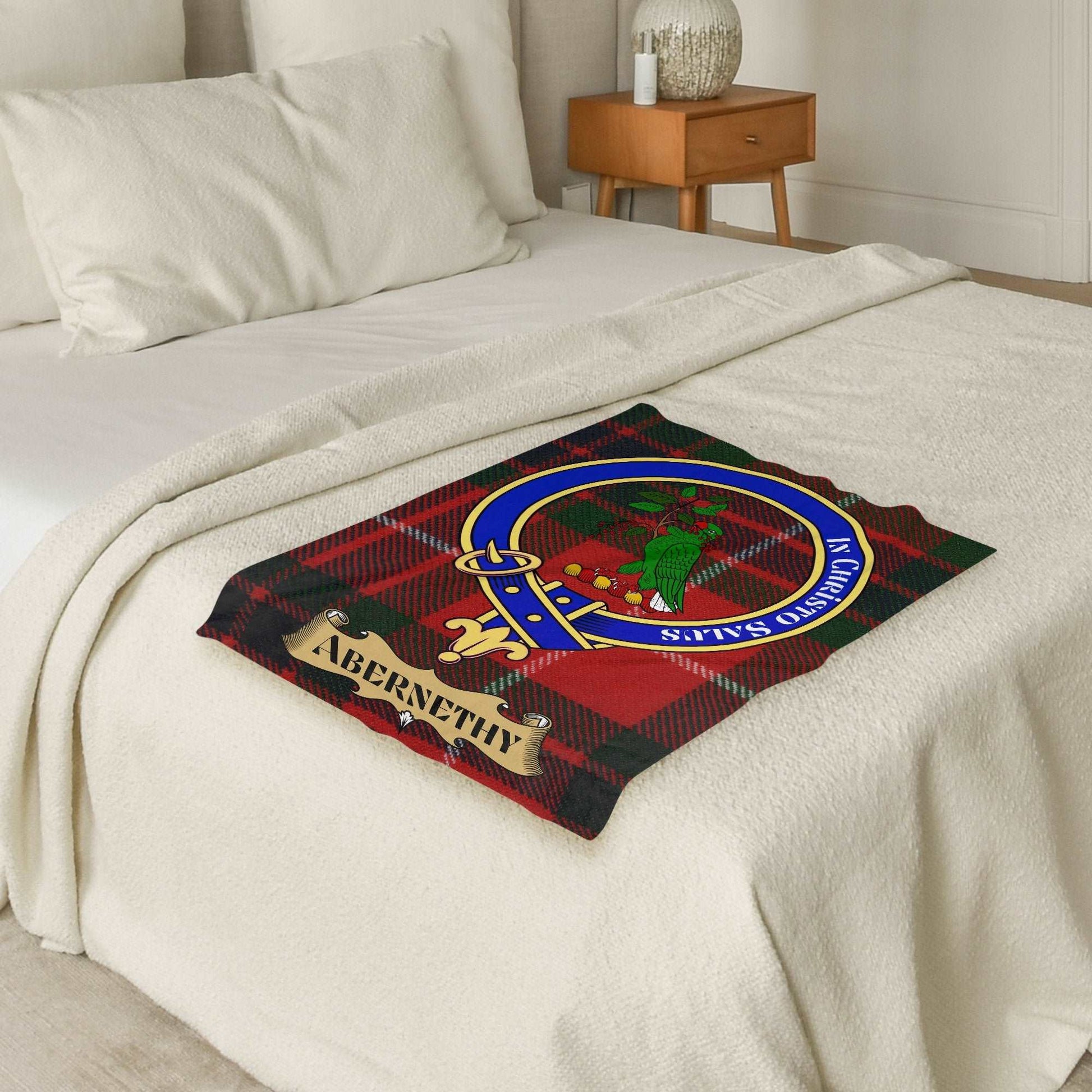 Abernethy Scottish Tartan Crest Throw Blanket - Living Stone Gifts