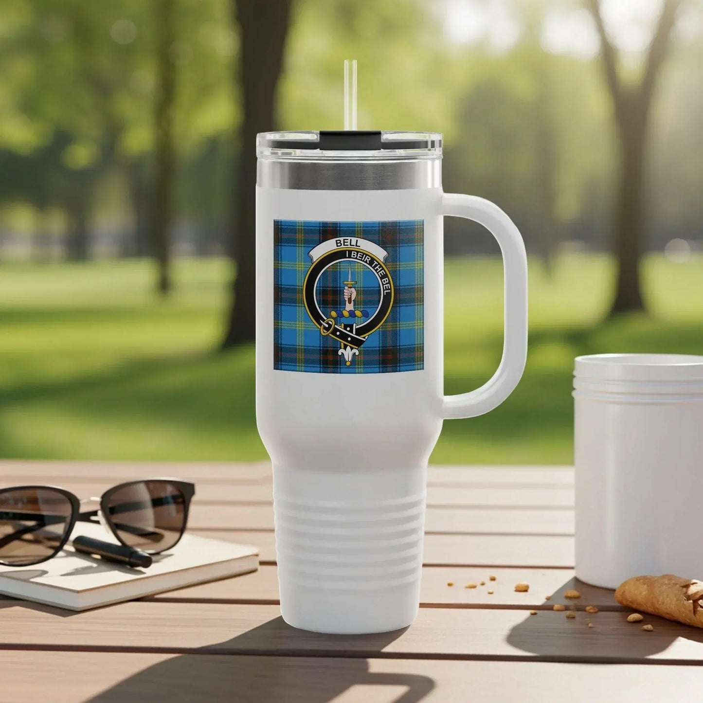 Unique Plaid Design Tumbler with Handle - Durable Product Type