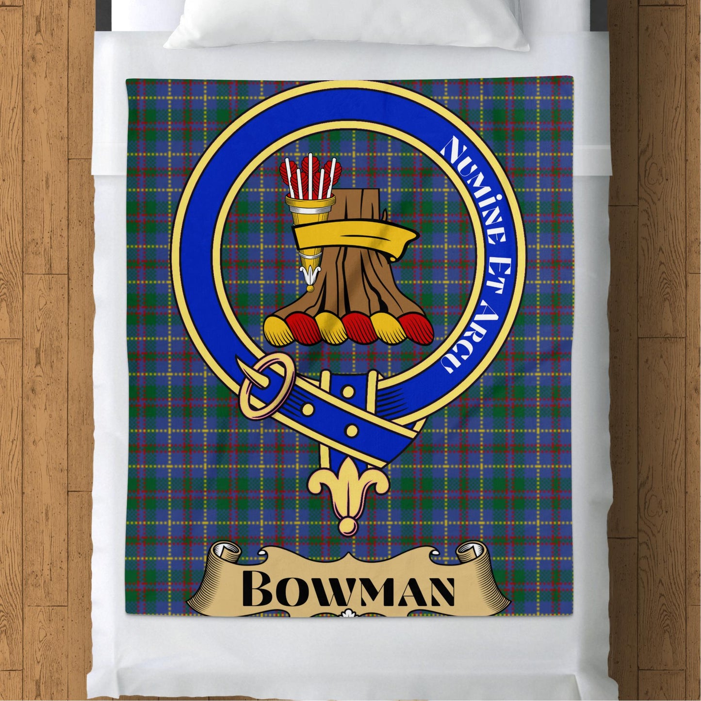 Scottish Clan Bowman Crest Tartan Throw Blanket - Living Stone Gifts