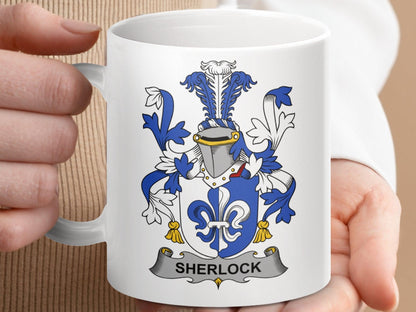 Sherlock Family Crest Heraldic Art Design mug - Celtic Ancestry Gifts