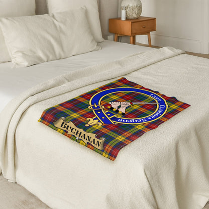 Scottish Clan Buchanan Crest Tartan Throw Blanket - Living Stone Gifts