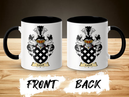 Clan Cattell Scottish Coat of Arms Accent Coffee Mug - Living Stone Gifts