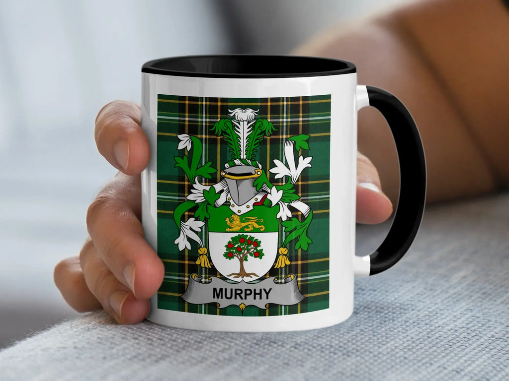 Murphy Irish family crest black accent mug
