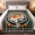 MacDonnell Irish National Tartan woven blanket with family crest emblem