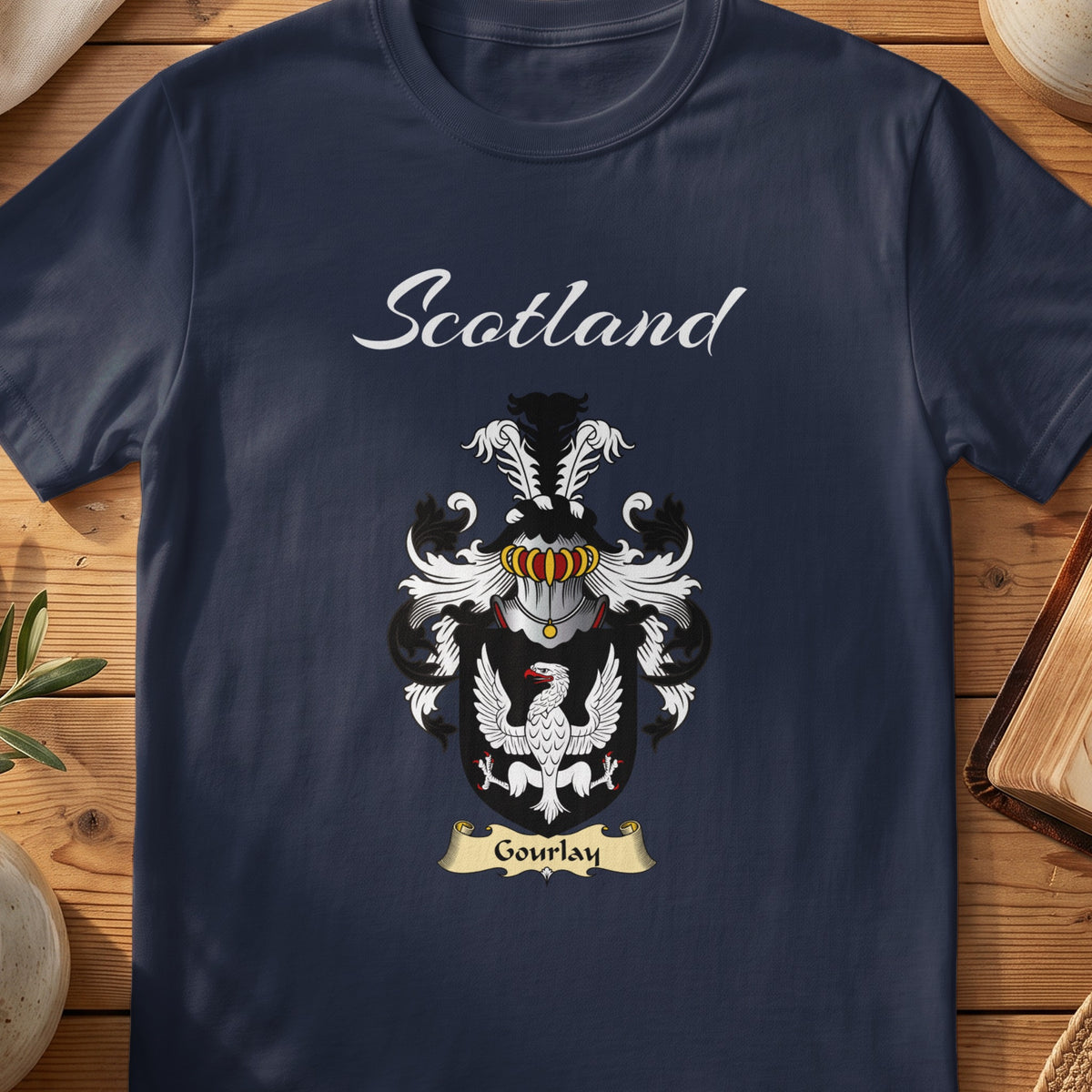 Gourlay Scottish family shield T-shirt in Navy