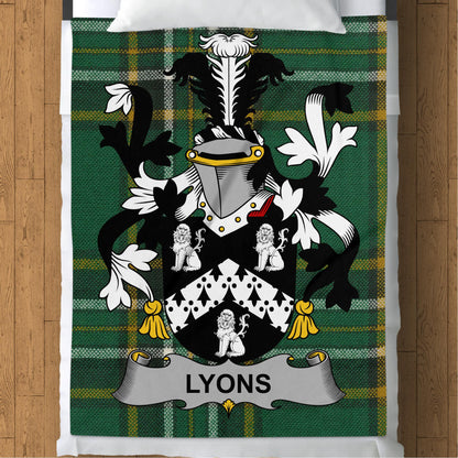 Lyons Surname Irish Tartan Throw Blanket - Living Stone Gifts