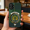 Johnstone clan crest tartan phone case — edge-to-edge plaid design with Nunquam Non Paratus motto