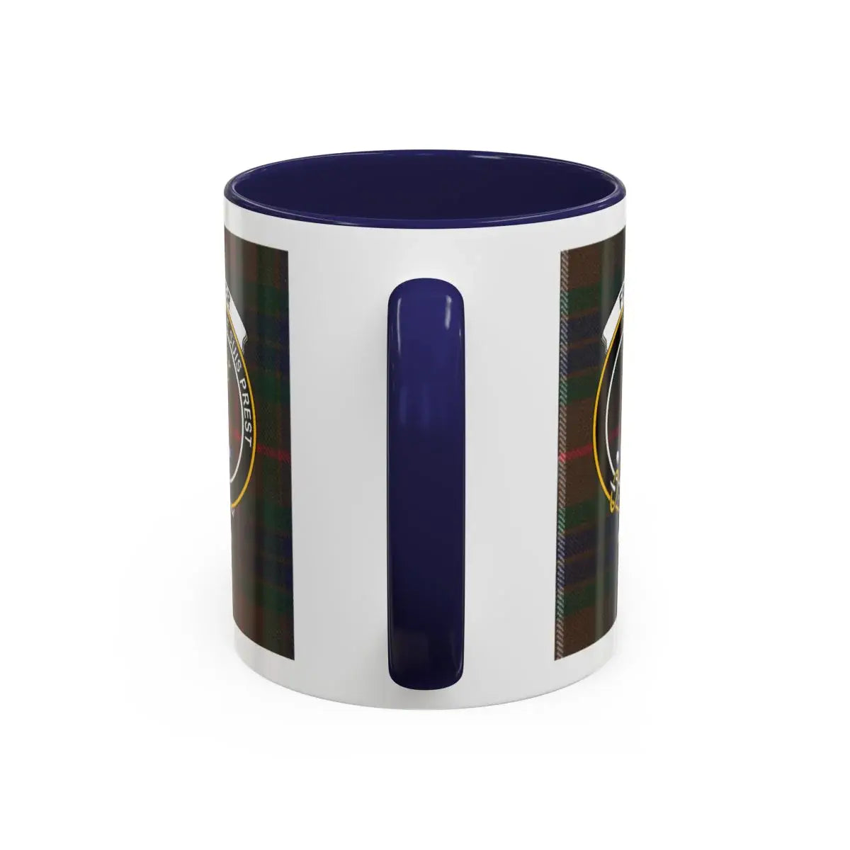 Fraser tartan accent mug product spec — 11oz and 15oz ceramic, three accent colour options