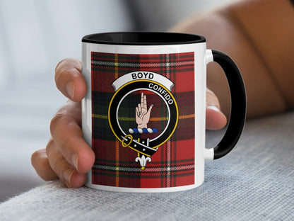 Unique Boyd Crest Red Tartan Clan Personalized Mug - Living Stone Gifts