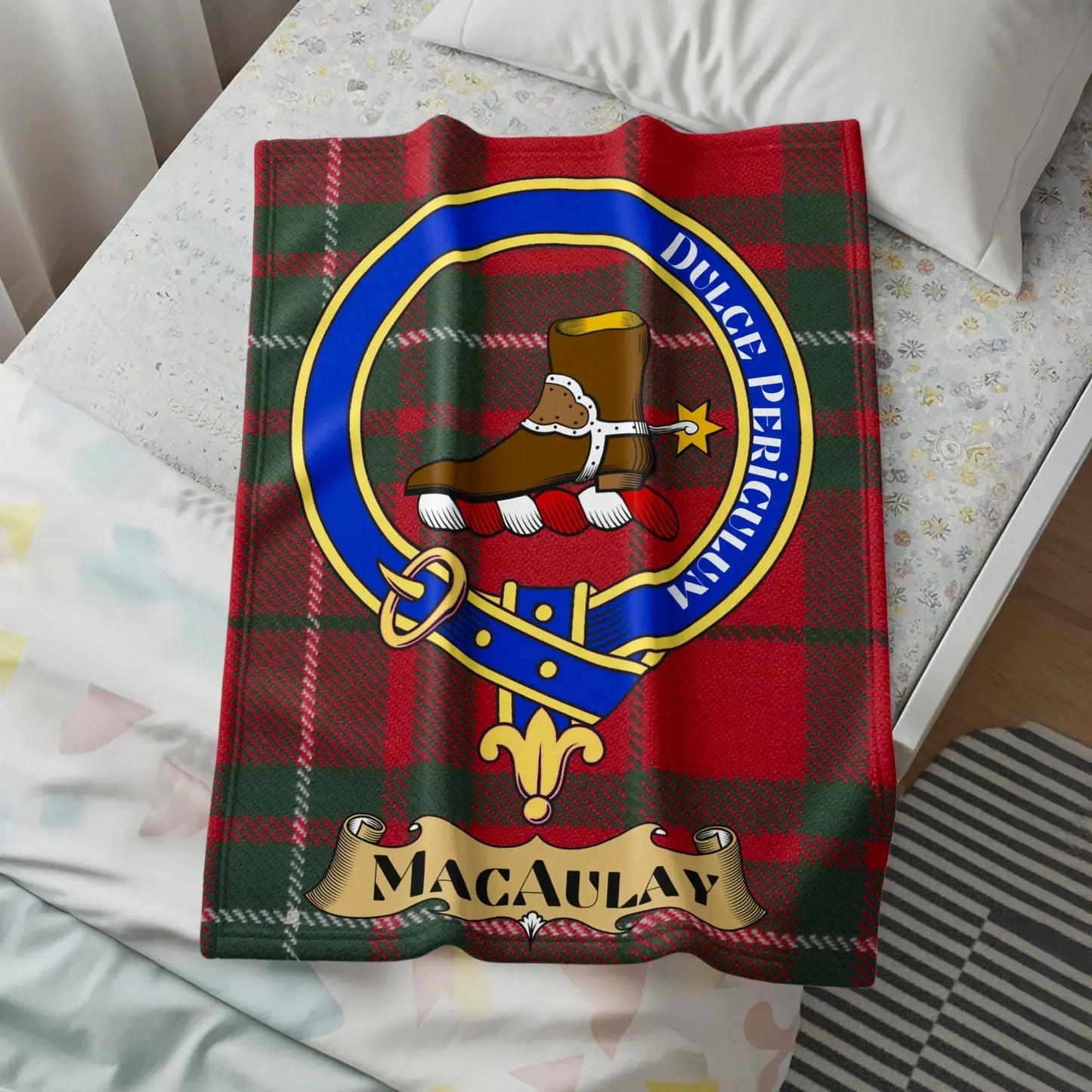 Macaulay Clan Badge Red Tartan Pattern Blanket product