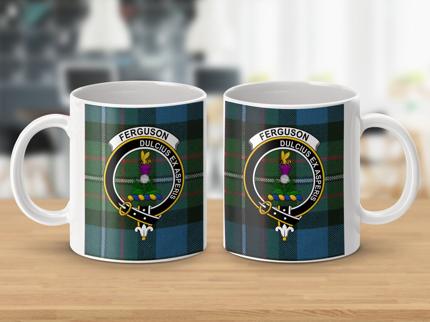 Clan Fergusson Scottish Tartan Crest Emblem Mug - Living Stone Gifts