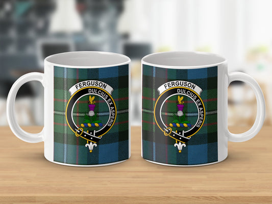 Clan Fergusson Scottish Tartan Crest Emblem Mug - Living Stone Gifts