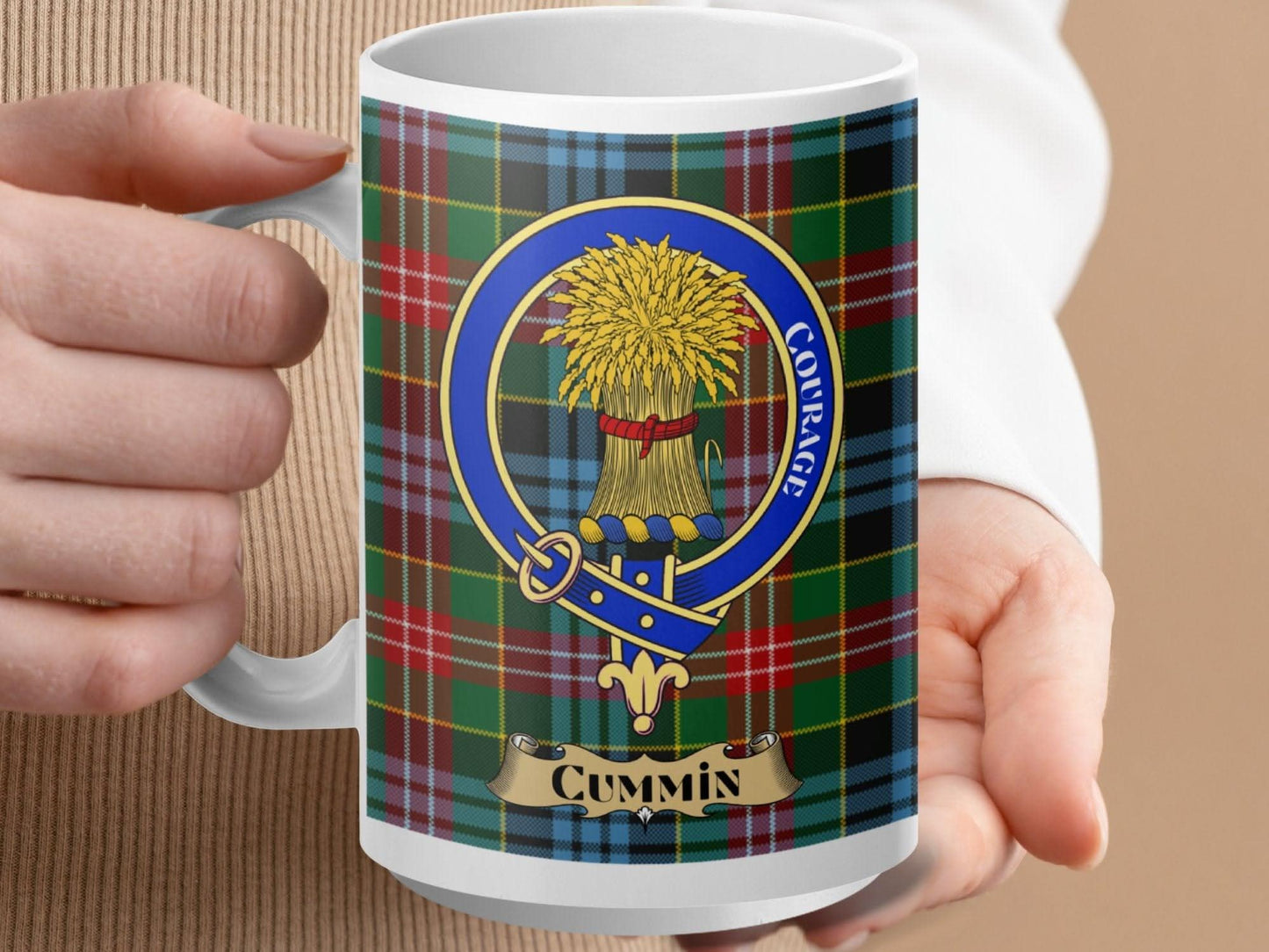 Clan Cummin Courage Coat of Arms Mug product