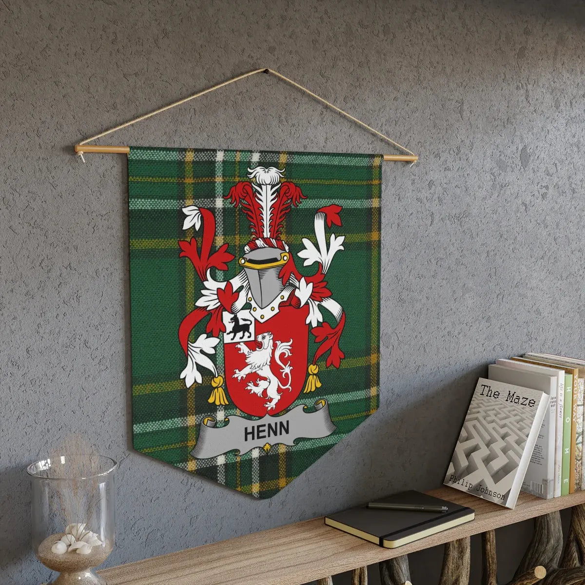 Henn Family Crest Green Tartan Wall Hanging product