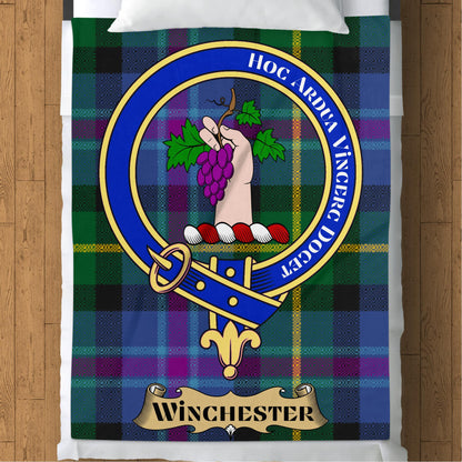 Scottish Clan Winchester Crest Tartan Throw Blanket - Living Stone Gifts