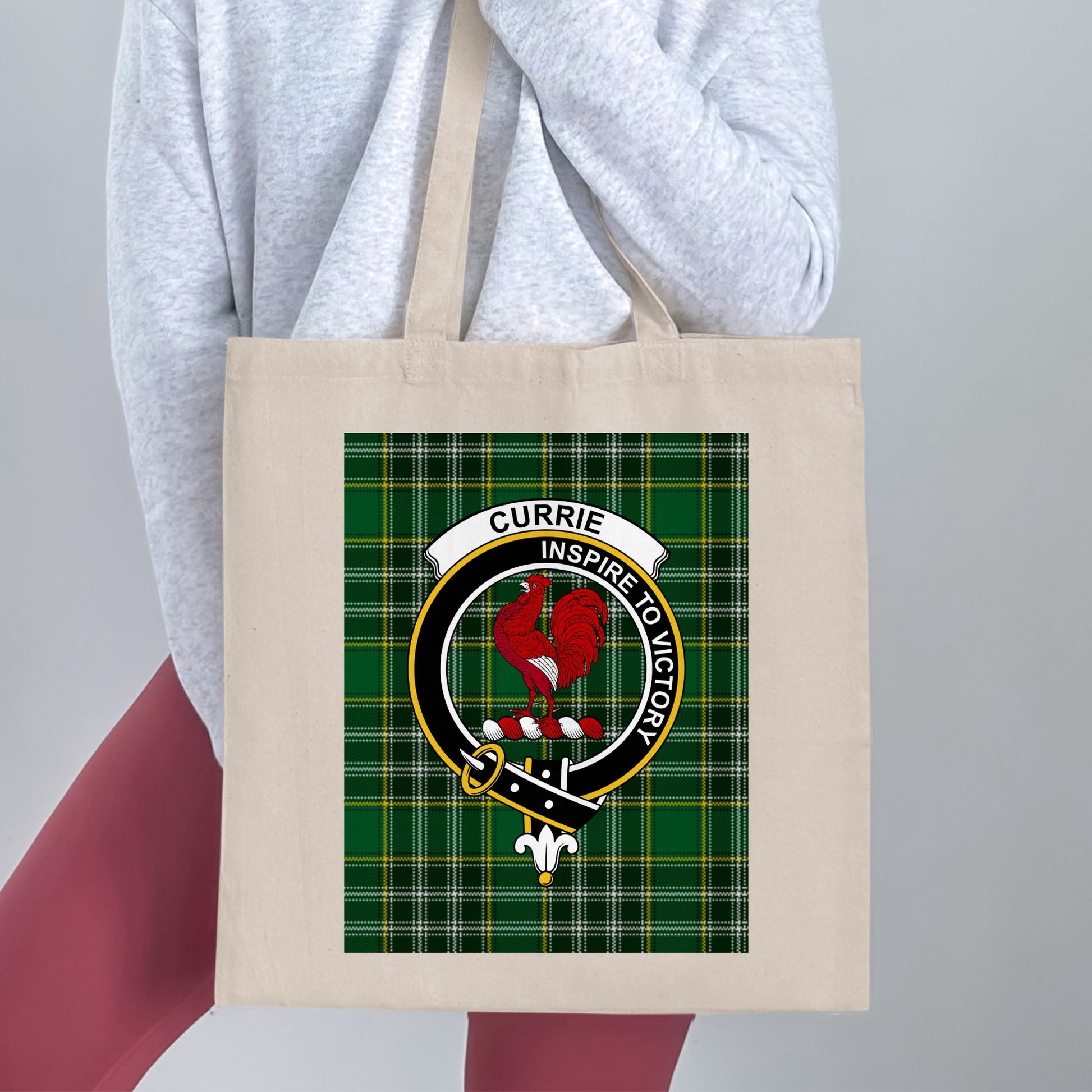 Currie Clan Crest Inspire To Victory Tartan Tote Bag - Living Stone Gifts