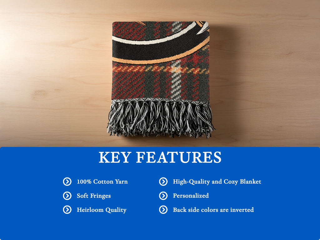 Hay woven blanket detail — cotton yarn, soft fringe edges, heirloom quality
