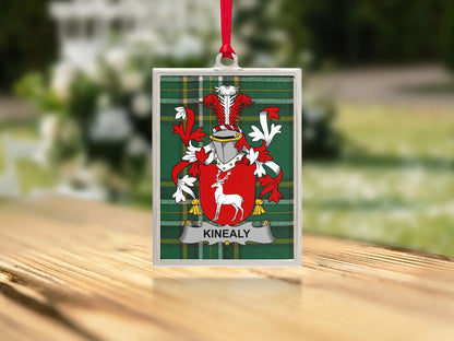 Kinealy Family Crest Plaid Background Ornament product