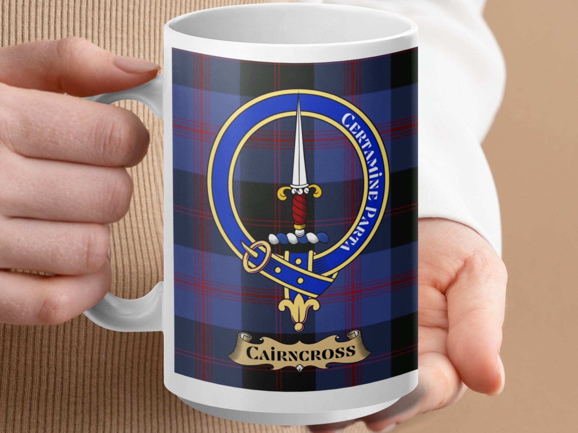 Clan Cairncross Scottish Tartan Crest Mug - Living Stone Gifts