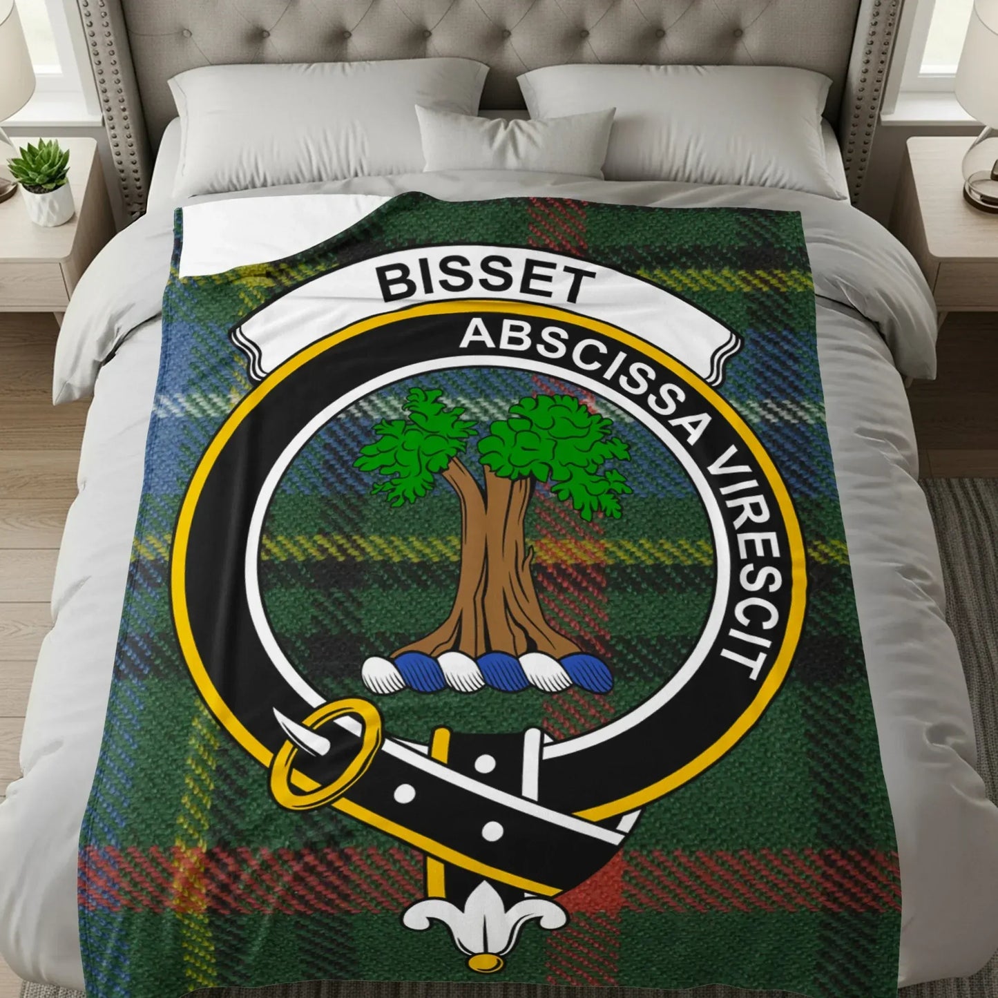 Scottish Clan Bisset Tartan Blanket product