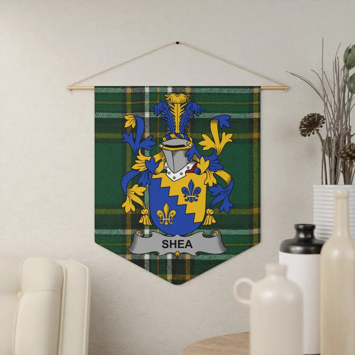 Personalized Family Crest Plaid Tapestry Home Decor product