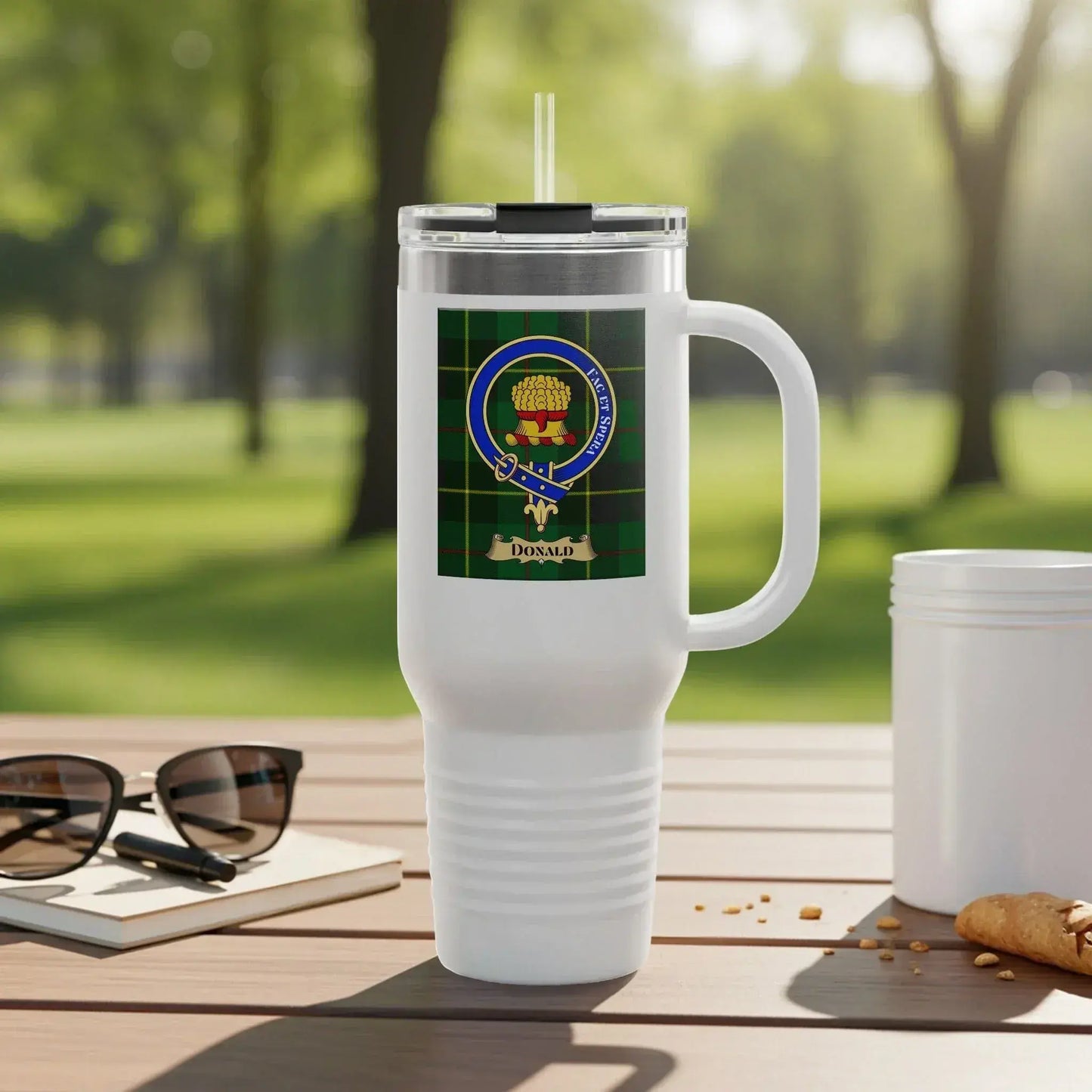 Plaid Themed Insulated Travel Mug with Straw product