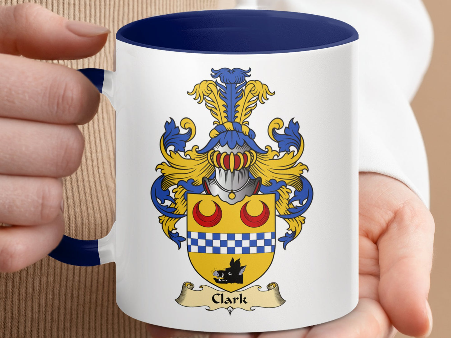 Clark Clan Scottish Coat of Arms Accent Coffee Mug - Living Stone Gifts