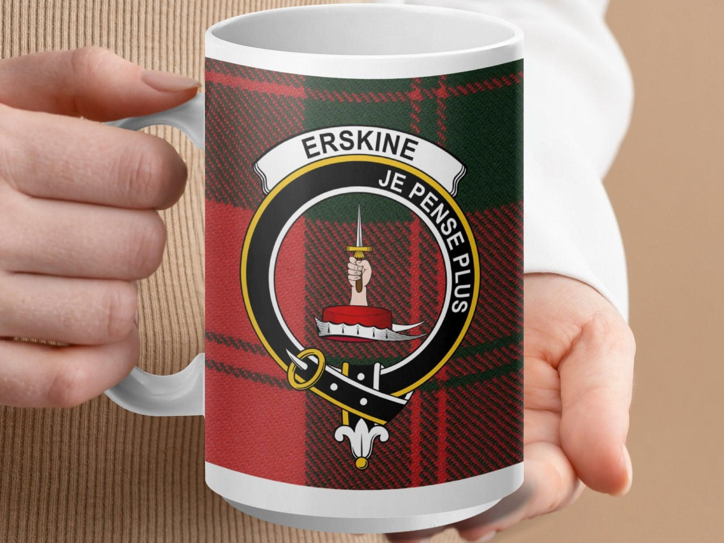 Erskine Je Pense Plus Plaid Red Green Mug product