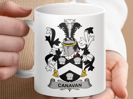 Canavan Surname Irish Family Crest Heraldry Coffee mug - Celtic Ancestry Gifts