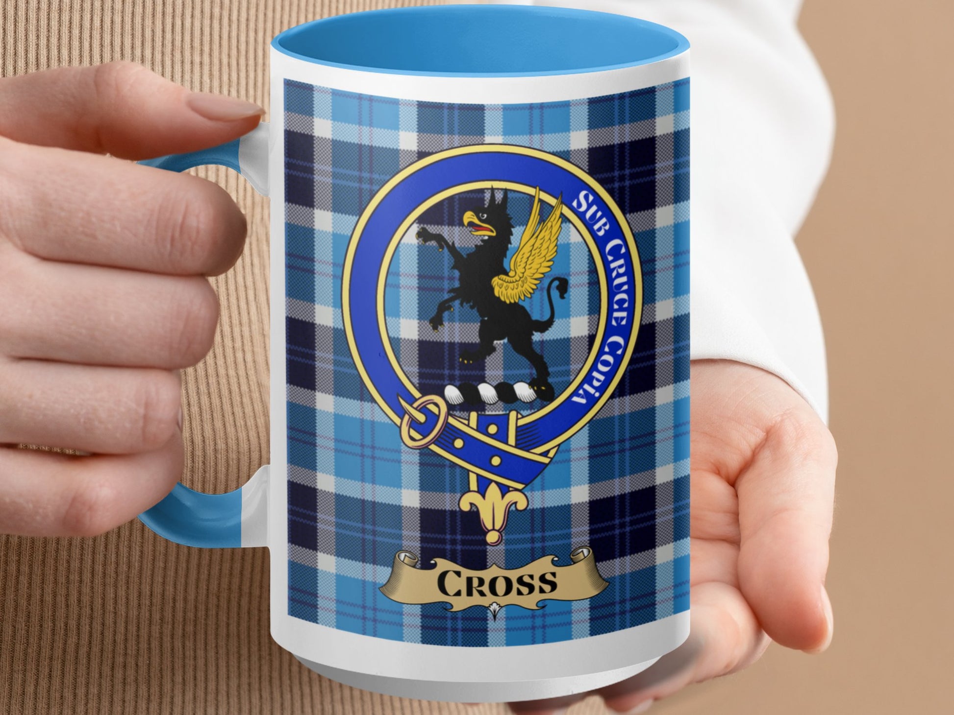 Clan Cross Scottish Tartan Crest Design Mug - Living Stone Gifts