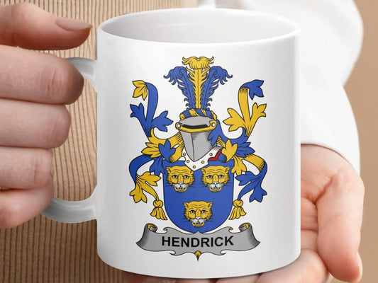 Hendrick Surname Irish Family Crest Mug - Celtic Ancestry Gifts