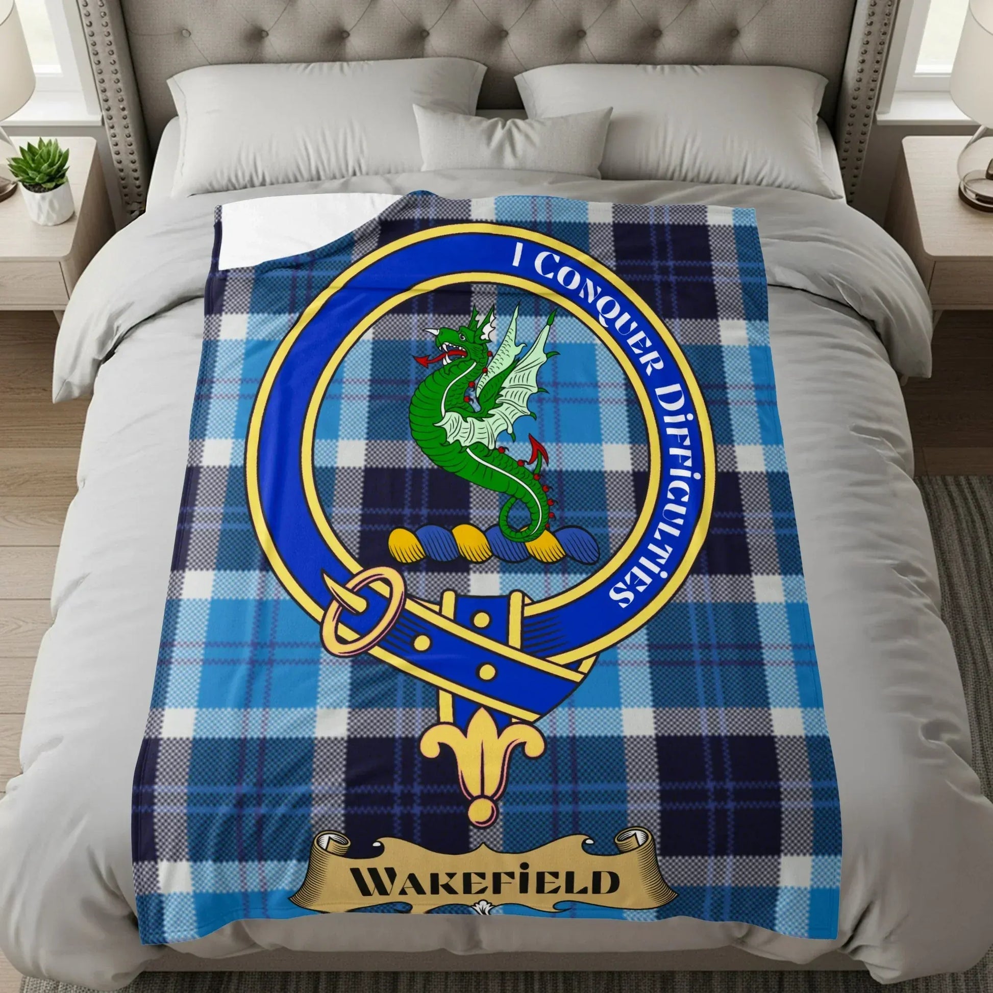 I Conquer Difficulties Wakefield Tartan Blanket product