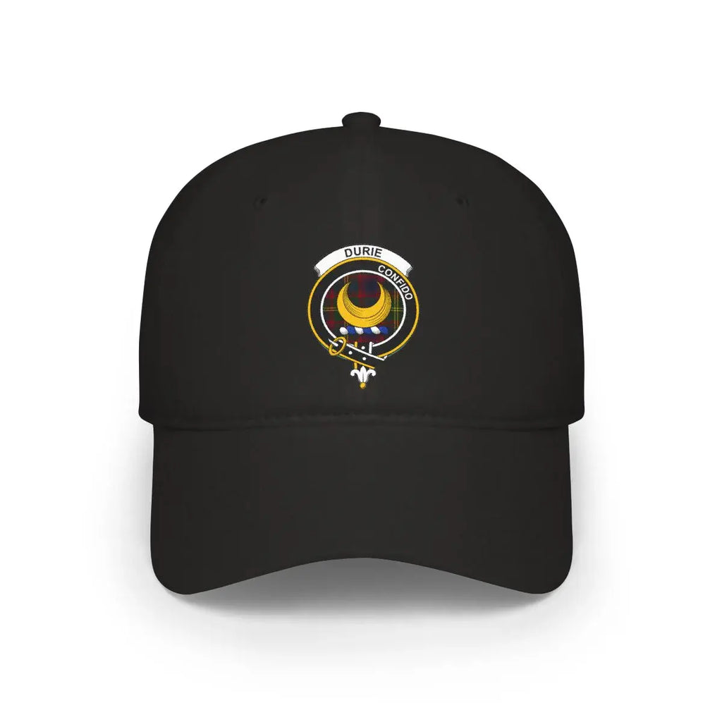 Black Cap with Durie Family Crest and Motto Hat