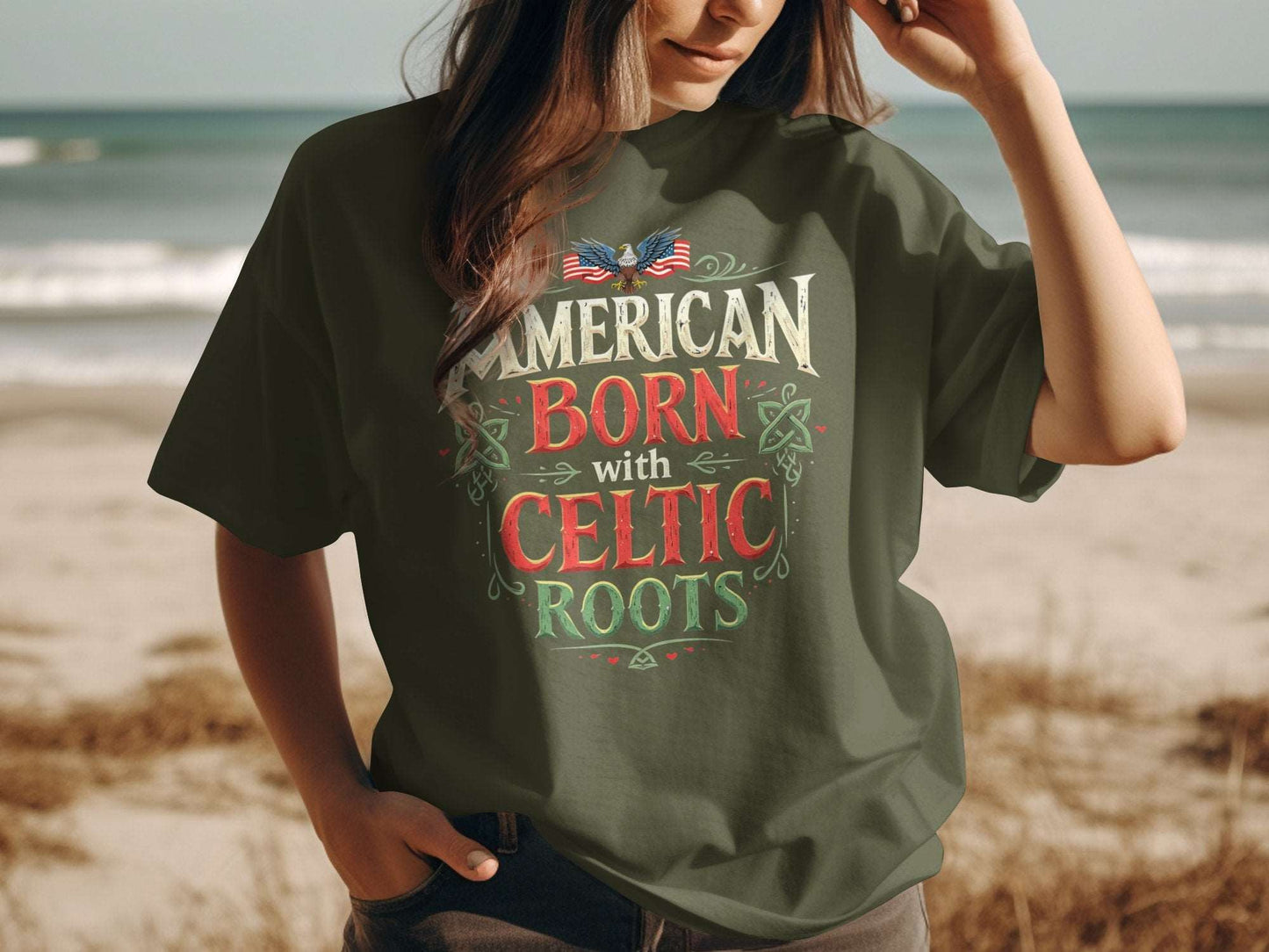 American Born with Celtic Roots Classic Graphic T-Shirt - Living Stone Gifts