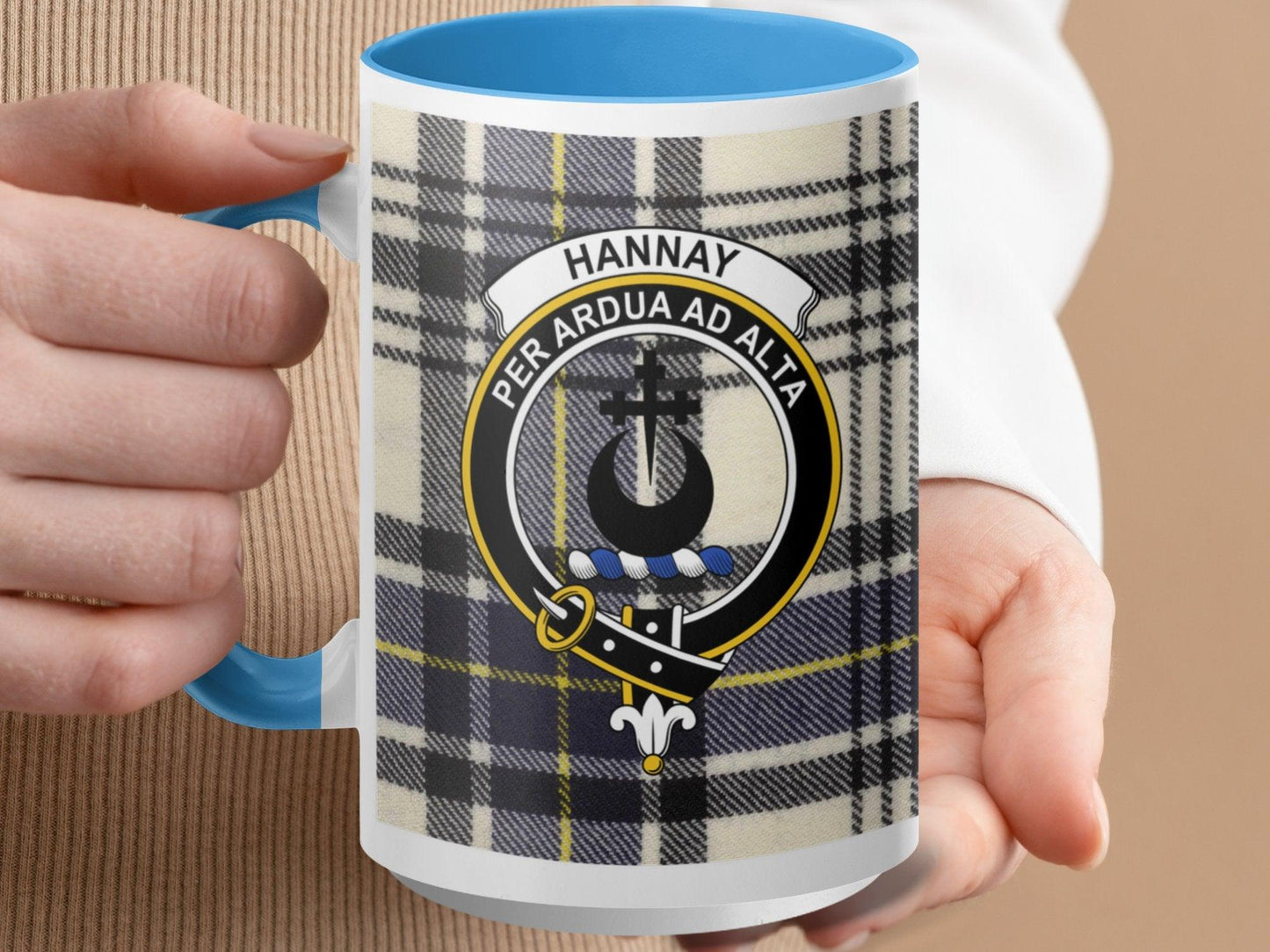 Traditional Hannay Clan Crest Tartan Plaid Coffee Mug - Living Stone Gifts