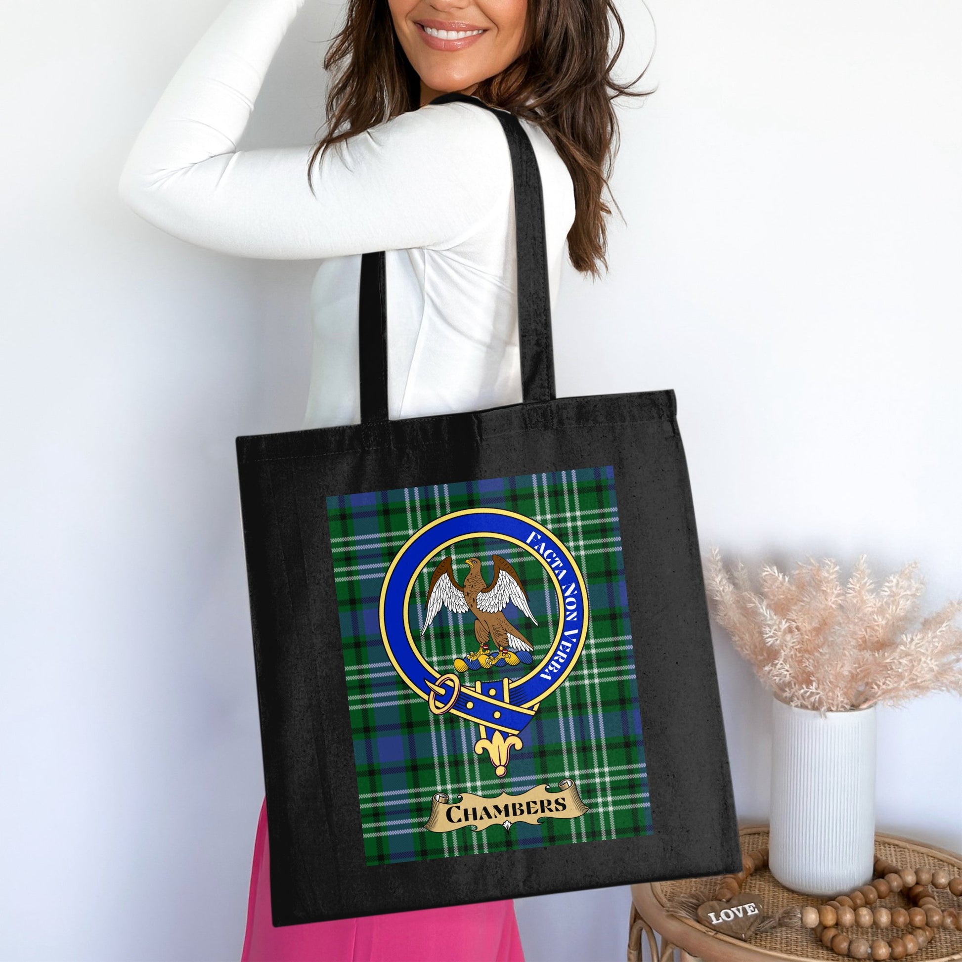 Chambers Family Crest Scottish Tartan Tote Bag - Living Stone Gifts