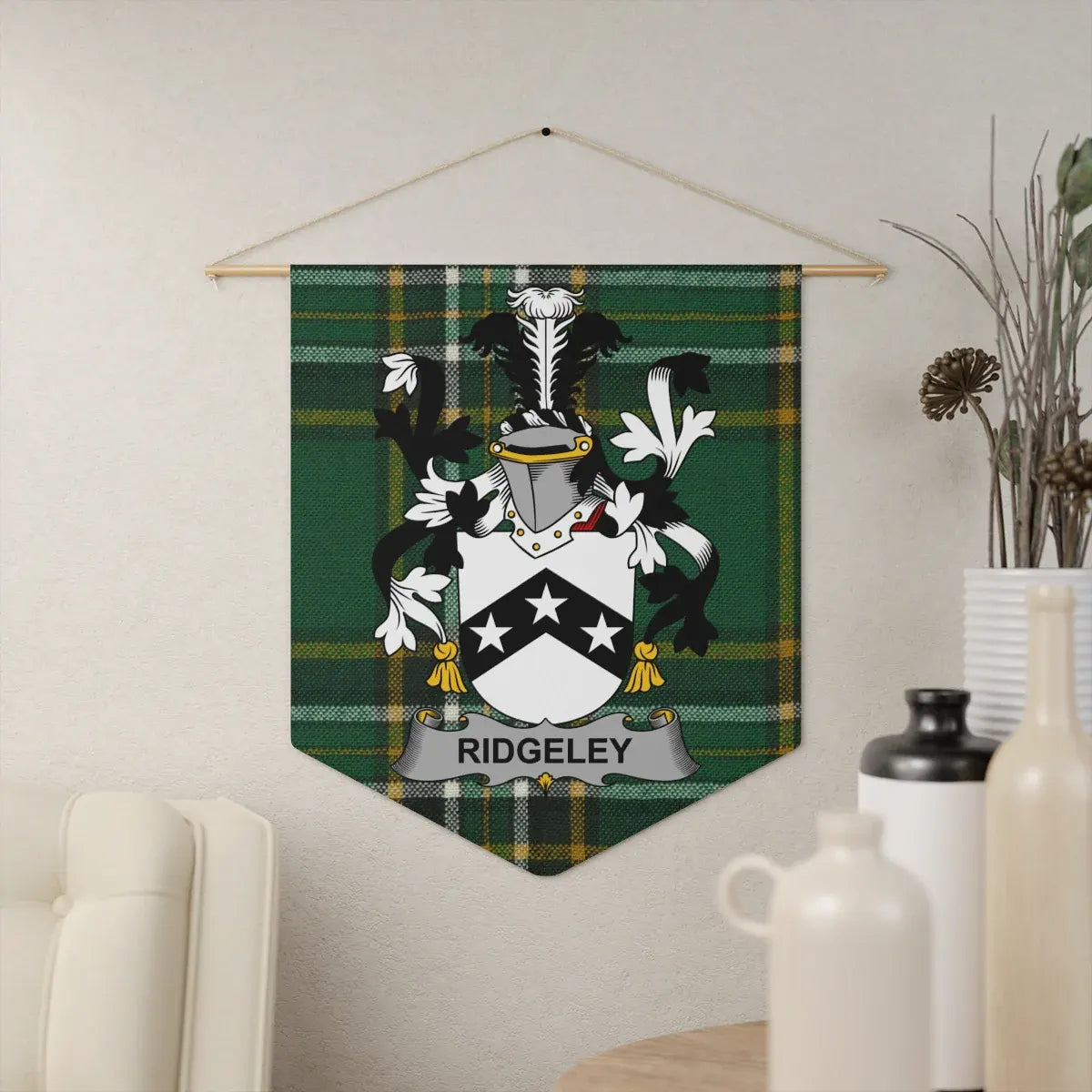 Green Plaid Family Crest Wall Hanging product