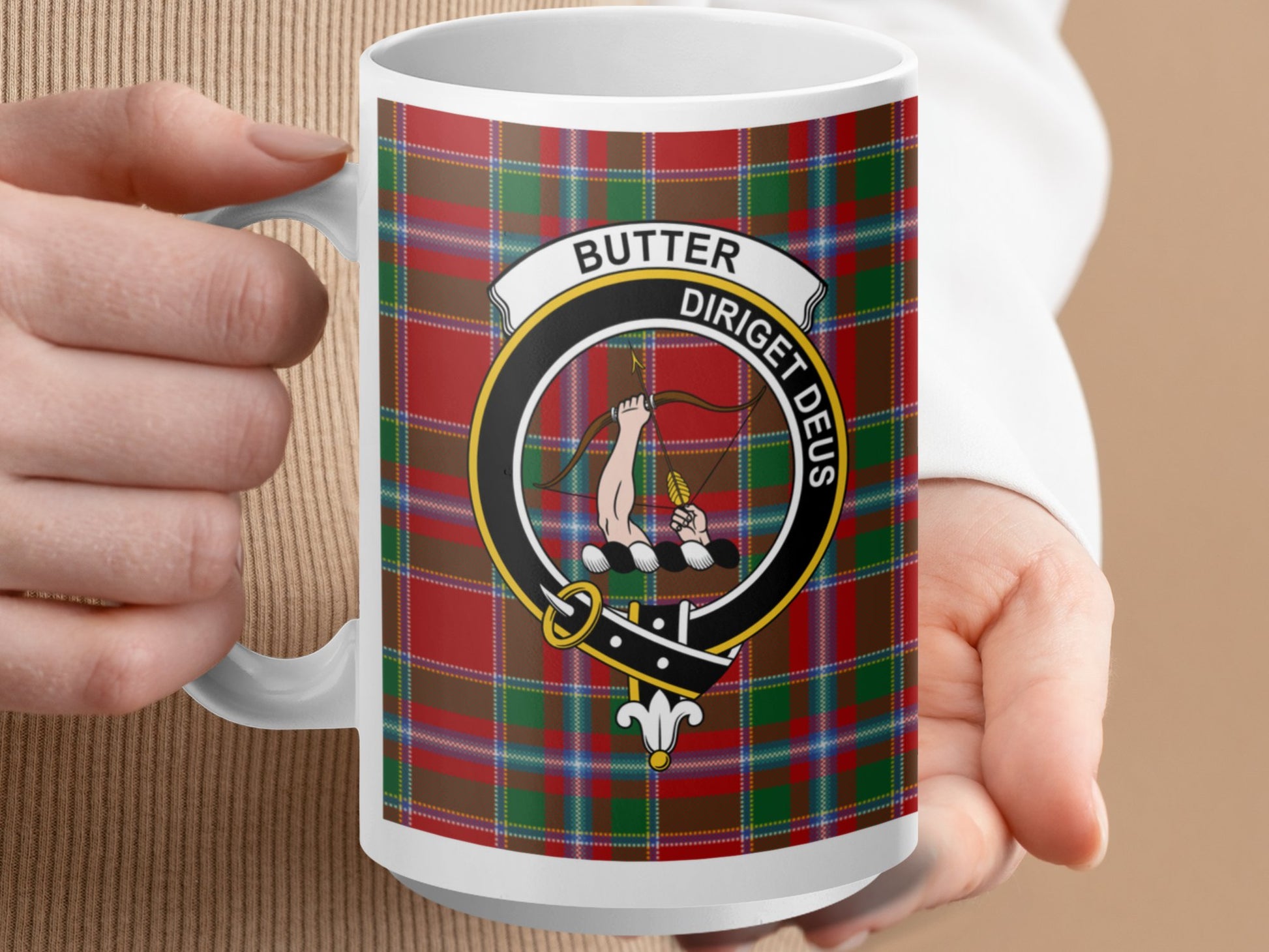 Scottish Clan Crest and Tartan Design Pattern Mug - Living Stone Gifts