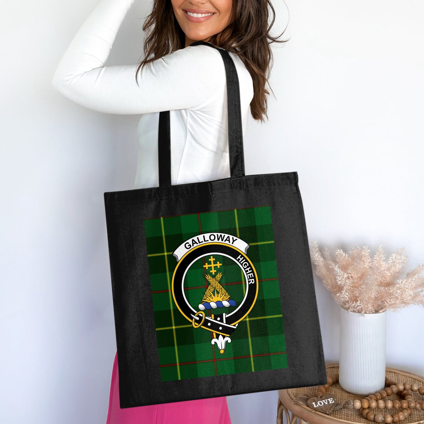 Galloway Higher Clan Crest Tartan Design Tote Bag - Living Stone Gifts