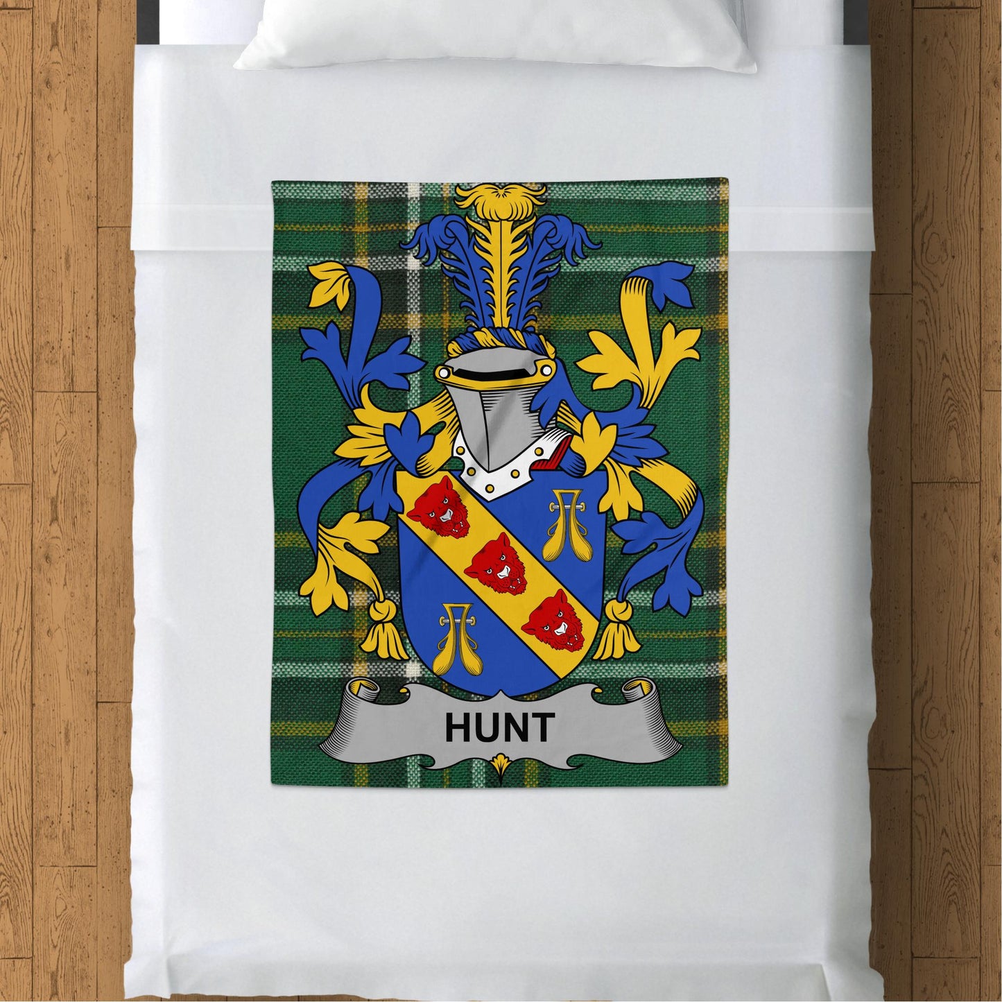 Hunt Surname Irish Tartan Throw Blanket - Living Stone Gifts