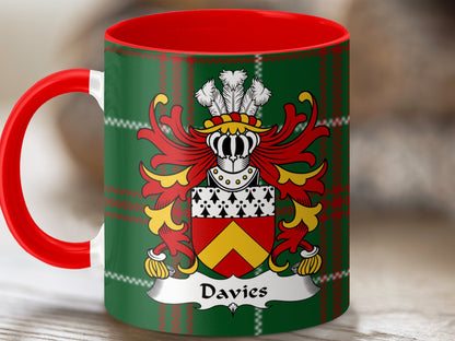 Davies Welsh Surname Coat of Arms Tartan Design Mug - Living Stone Gifts