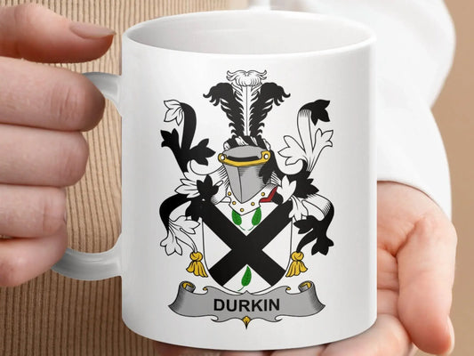 Durkin Surname Irish Family Crest Mug - Celtic Ancestry Gifts