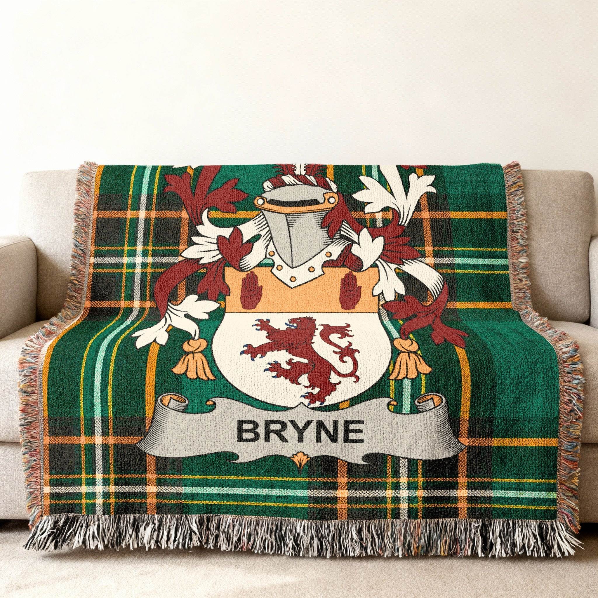 Bryne Family Crest Tartan Plaid Green Decor product type