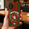 Clan Livingstone tartan crest phone case — full 3D wrap print with Si Je Puis motto, glossy finish