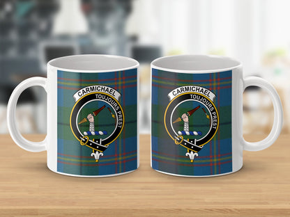 Clan Carmichael Scottish Tartan Crest Toujours Prest Mug - Living Stone Gifts