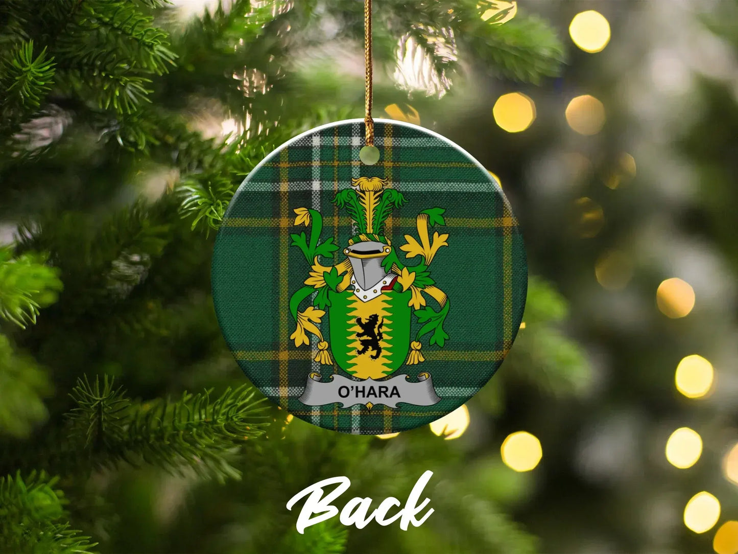 Personalized O'Hara Scottish Tartan Crest Ornament product type