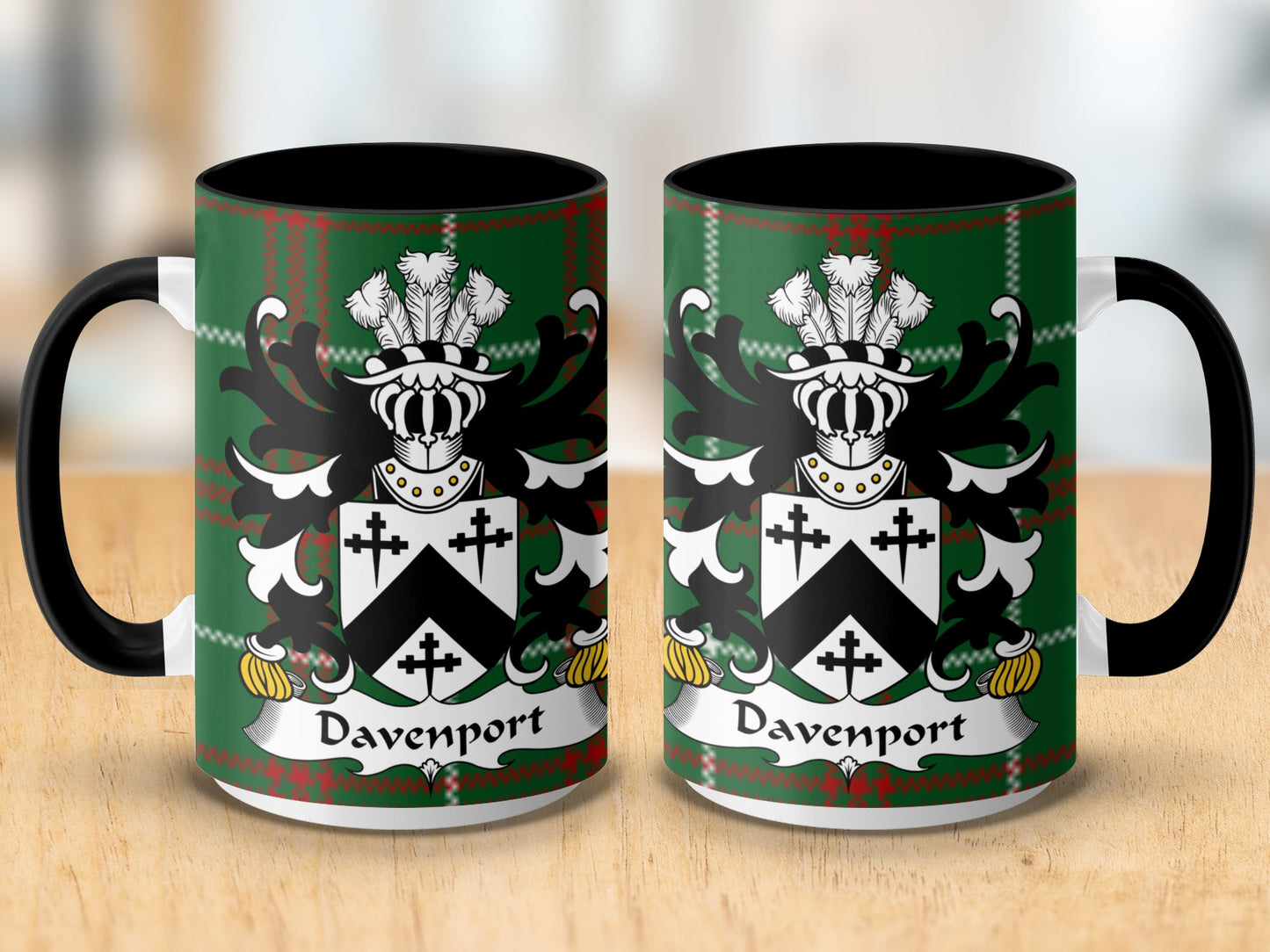 Davenport Welsh Surname Coat of Arms Tartan Mug - Living Stone Gifts