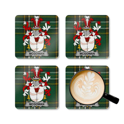 McGowan Family Crest Green Tartan Coffee Coaster Set product