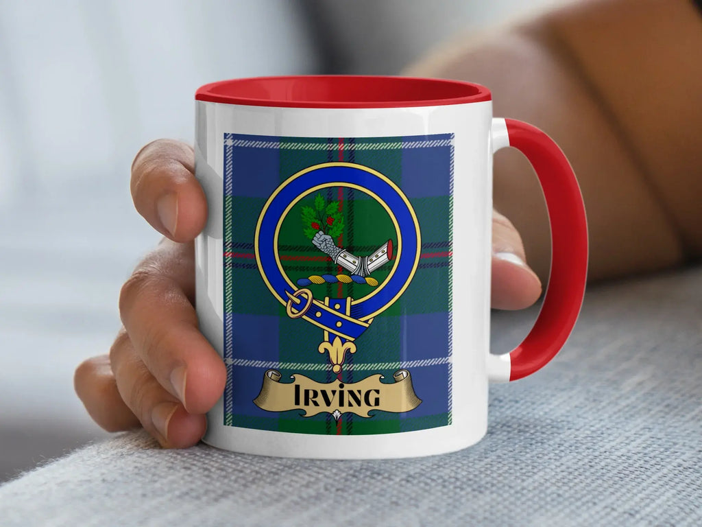 Irving family crest ceramic mug for everyday coffee and tea