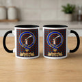 Clark clan tartan mugs front and back view — family crest on tartan background